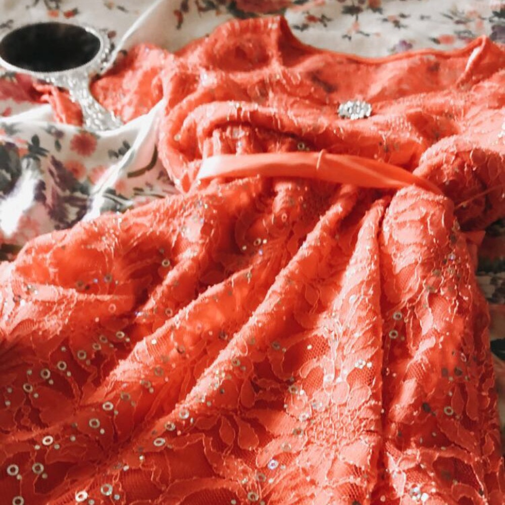 Orange lace dress
